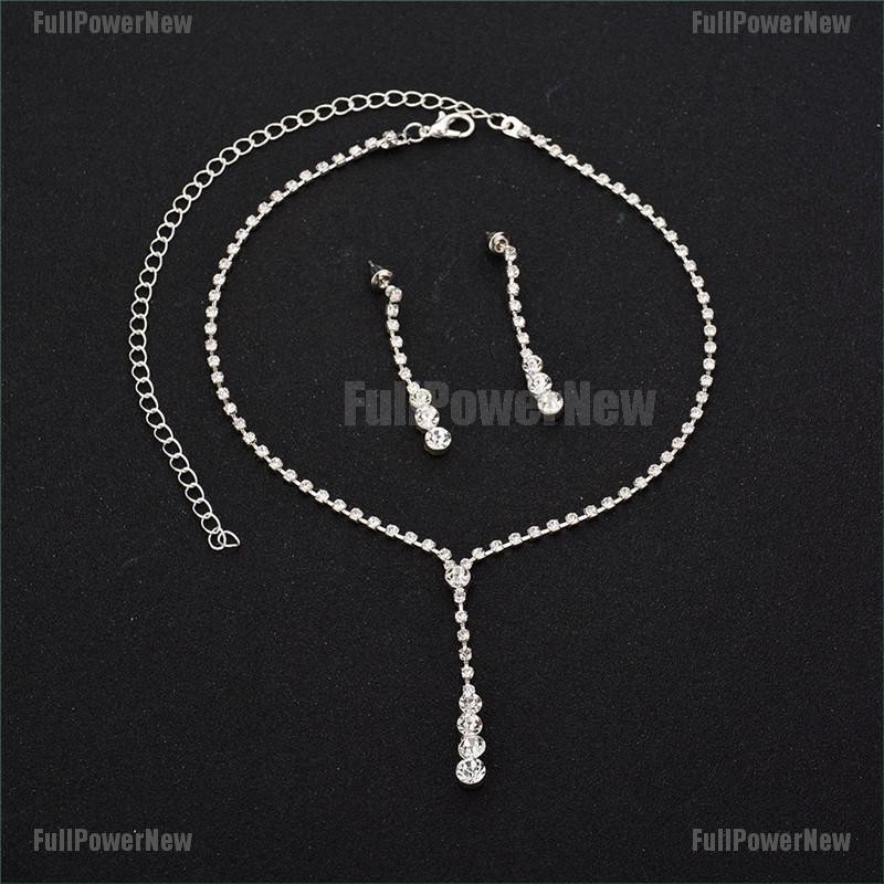 1 Set Kalung Anting Kristal Berlian Imitasi Untuk Pernikahan