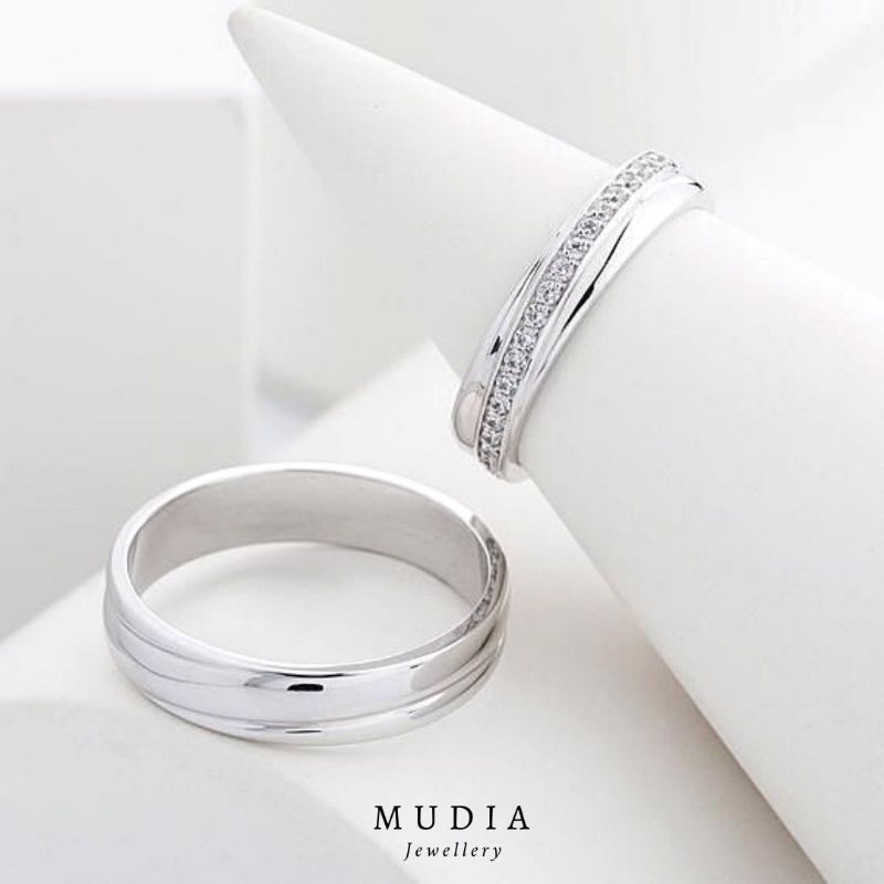 MJ 035 Cincin kawin emas dan paladium couple wedding ring