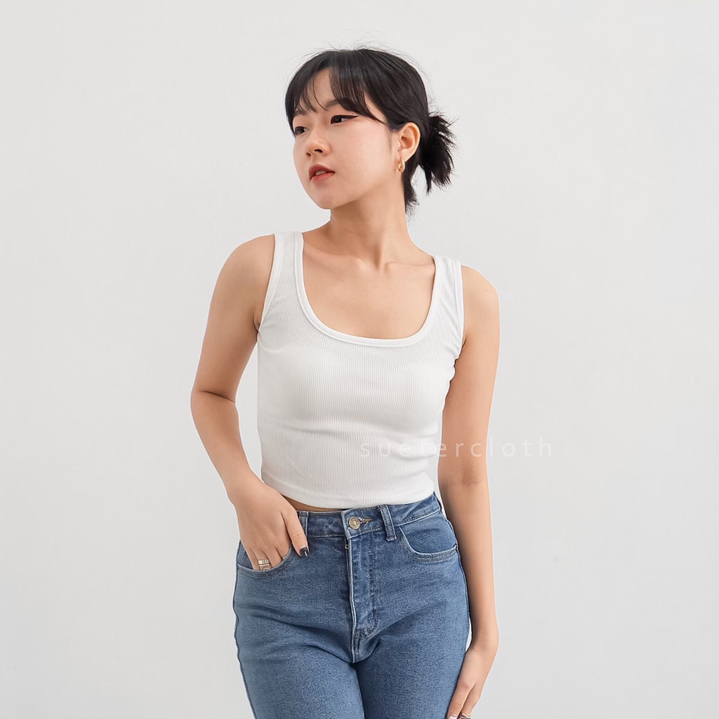 SUETERCLOTH - Dolce Rib Knit Tank Top / Tank Top Wanita / Square Tank Top
