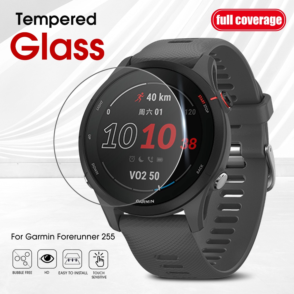 1pc Tempered Glass Pelindung Layar Smartwatch Garmin Forerunner 255 Anti Air / Minyak