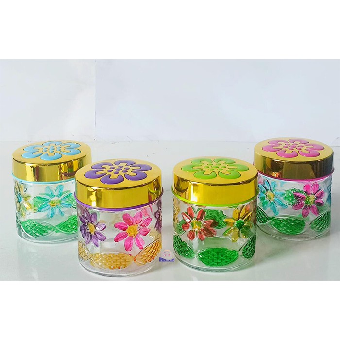 Toples Kaca Toples Kue Motif Bunga Timbul Harga Perbiji