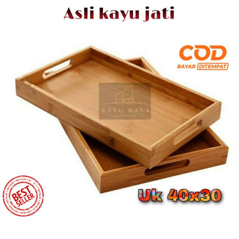 Nampan kayu jati baki kayu tray nampan kayu jati asli lurus persegi