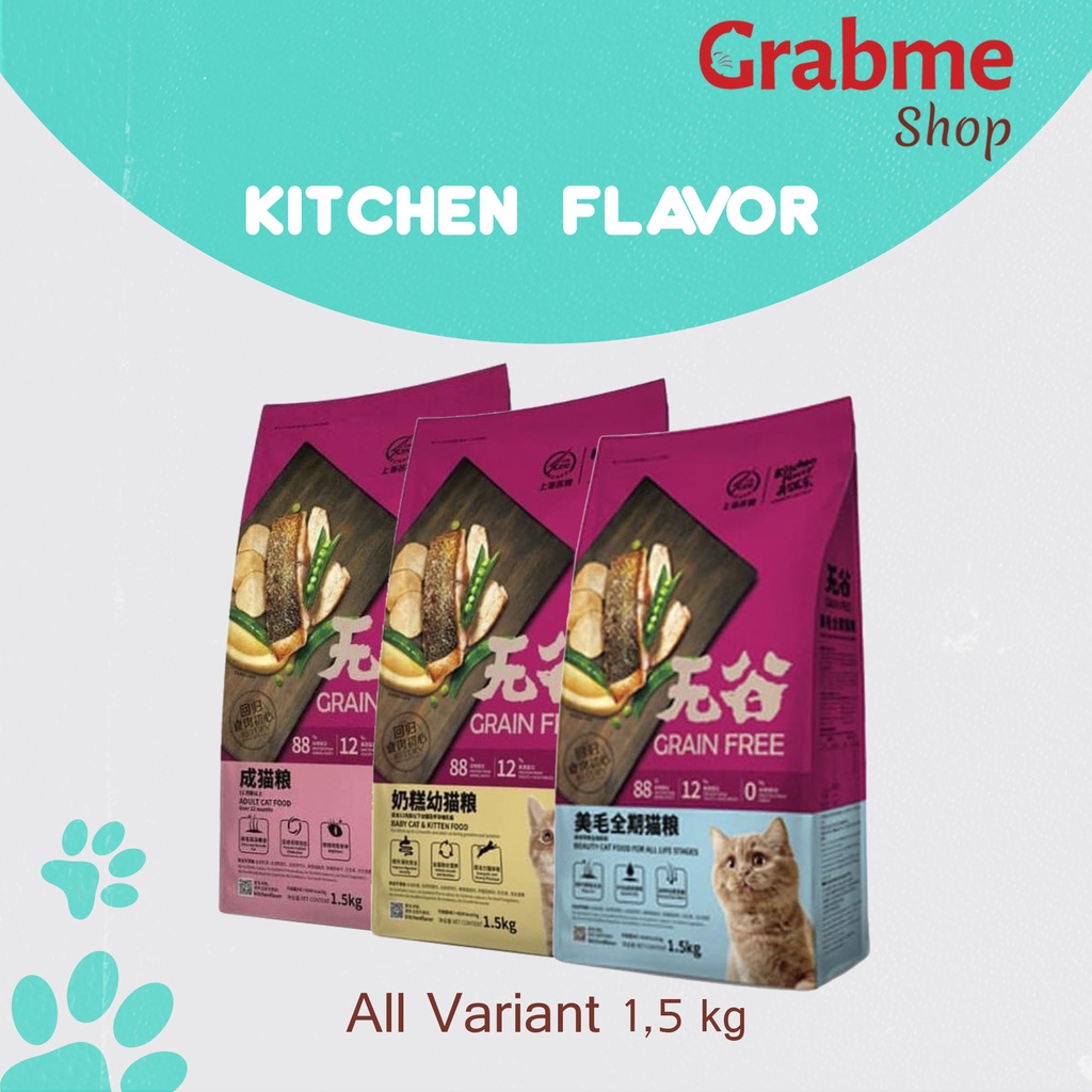 Makanan Kucing kering Premium KITCHEN FLAVOR All Variant 1,5 kg