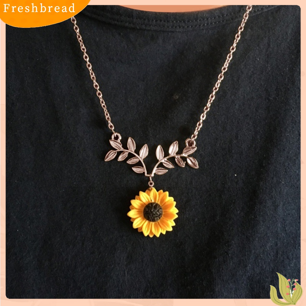 【Fresh】❀Cute Sunflower Leaves Pendant Ear Studs Earrings Necklace Women Jewelry Set Gift