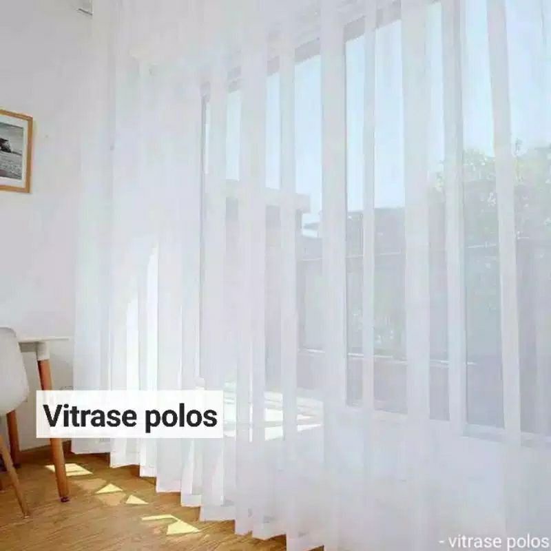 Gorden Vitrase Polos Panjang 3 meter Jendela Minimalis Tirai plisket Transparan putih Sipon Poil