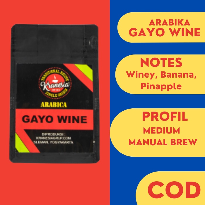 

ARABIKA GAYO WINE 200 GR - KOPI BUBUK / BIJI - PREMIUM ACEH GAYO ARABICA COFFEE