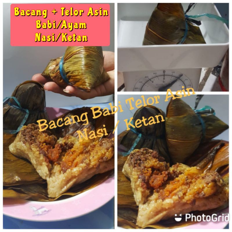 

BACANG / BAKCANG / BAK CANG NASI/KETAN AYAM/BABI + TELOR ASIN