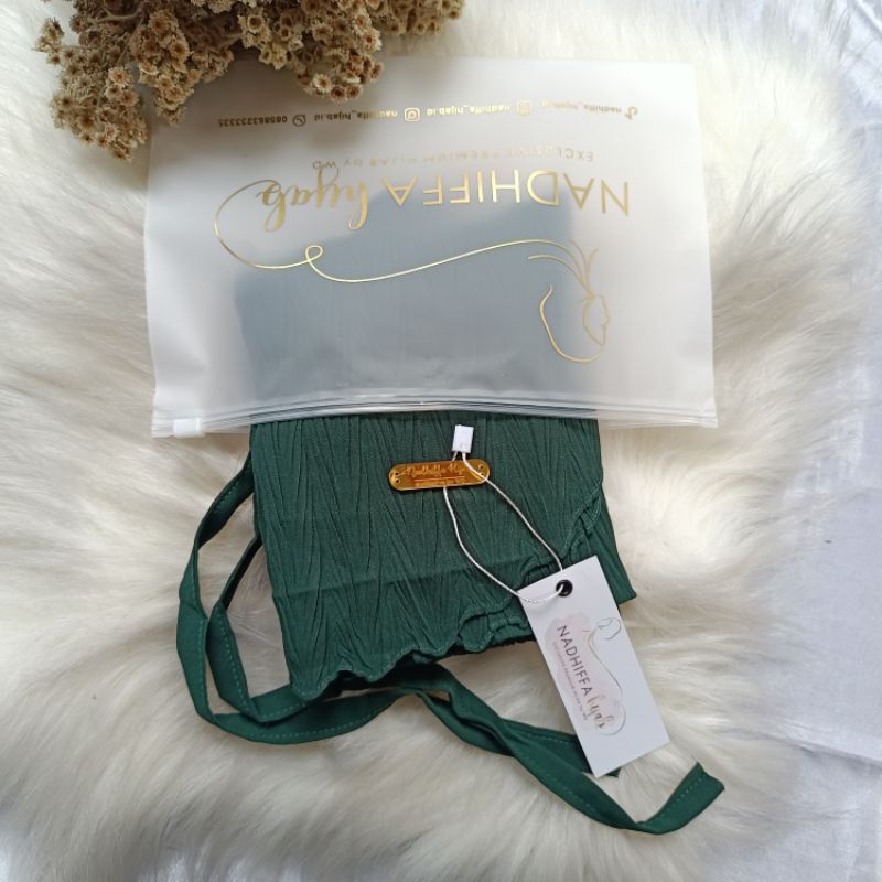 Bergo Plisket Padi Aleya Premium l Bergo instan Zafron-Emerald