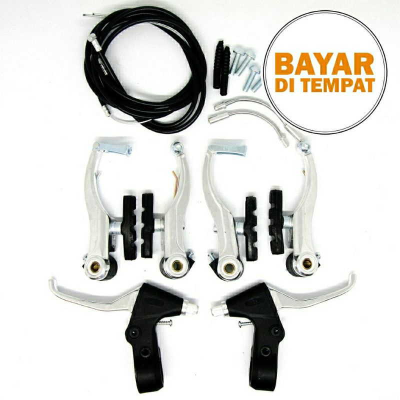 Rem Sepeda Komplit Depan Belakang V Brake Besi / PVC MTB SeLi BMX