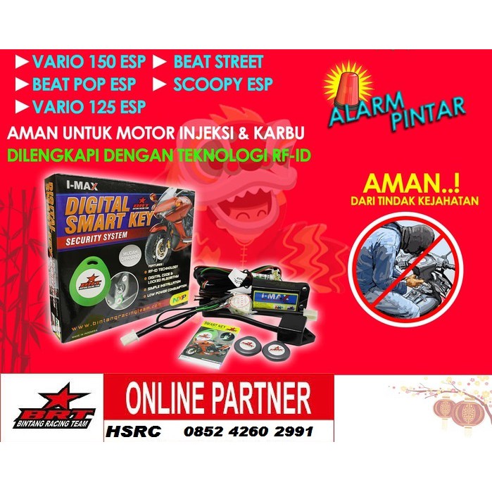 Alarm Motor SMARTKEY BRT Vario 150 Beat POP Vario 125 All New Beat Street Fi Scoopy ESP Remote GENIO