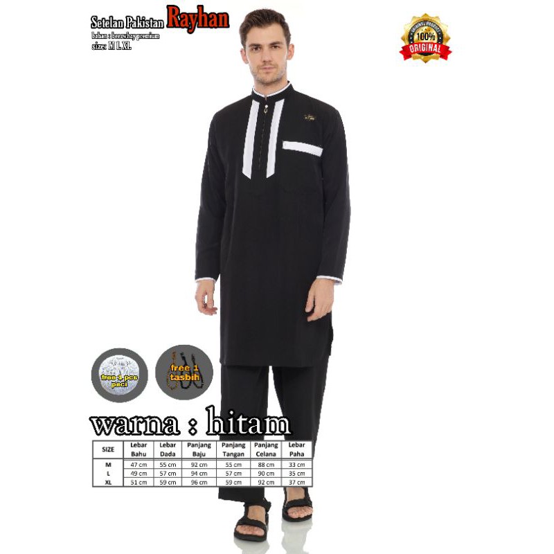 Baju Muslim Pakistan pria - Setelan Baju muslim-Hitam
