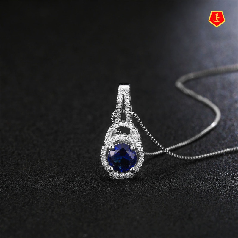 [Ready Stock]Micro Inlaid Blue Zircon Graceful and Fashionable Women's Pendant