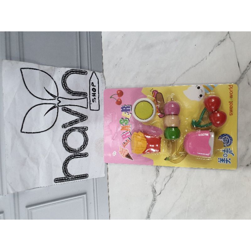 Penghapus lucu makanan kue/STIP KUE/hapusan fancy/hapusan set/stip-X