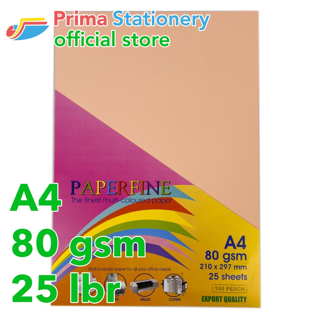

Paperfine Kertas HVS Warna A4 Peach Sinar Spectra IT 150 Isi 25 Lembar