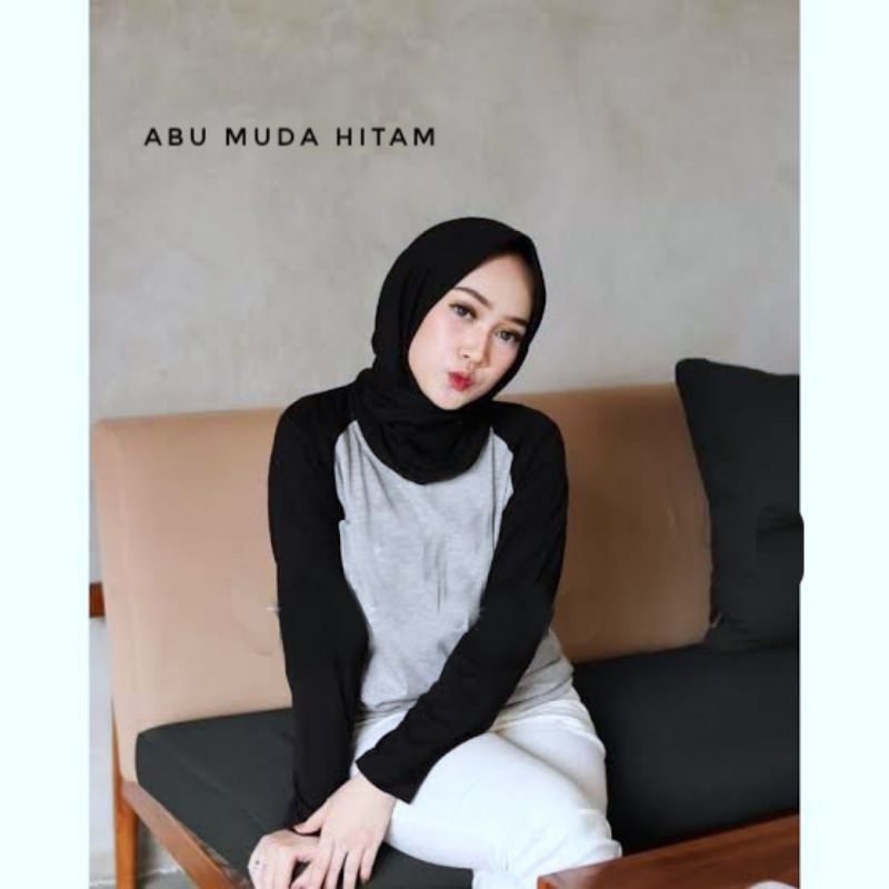 Atasan Wanita Kaos Raglan Lengan Panjang Kaos Kolos Kaos Lengan Panjang Wanita Baju Muslim