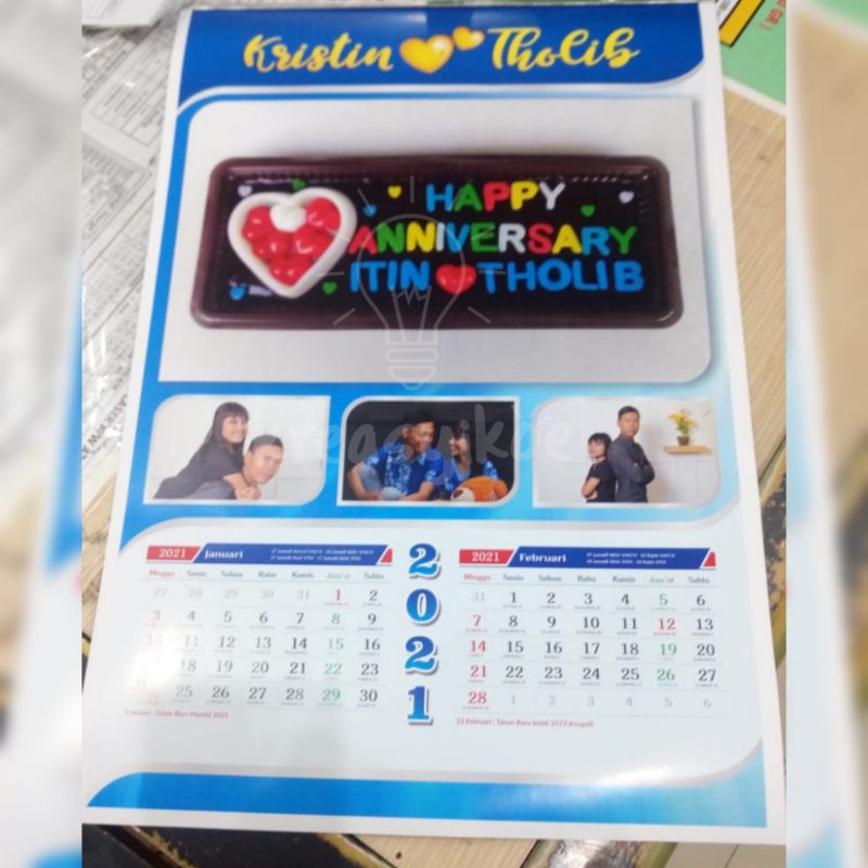 Kalender Dinding Custom Foto A3+ / kalender dinding custom desain suka suka / KALENDER CUSTOM HADIAH ULANG TAHUN, WISUDA, PERNIKAHAN