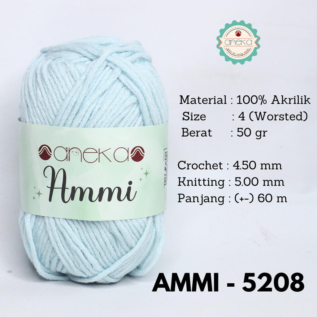 Benang Rajut Ammi / 100% Acrylic / 6 Ply Akrilik - 5208 (Biru Keabuan)