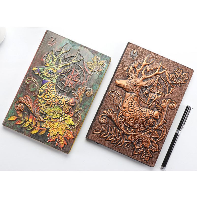 

Ongkir Gratis ya Creative Deer Embossed A5 Leather Notebook Journal Notepad Travel Diary Planner