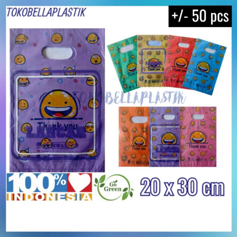 Plastik Packing Olshop 20 x 30 cm HD Plong Motif Smile Thank You - Kantong Kresek
