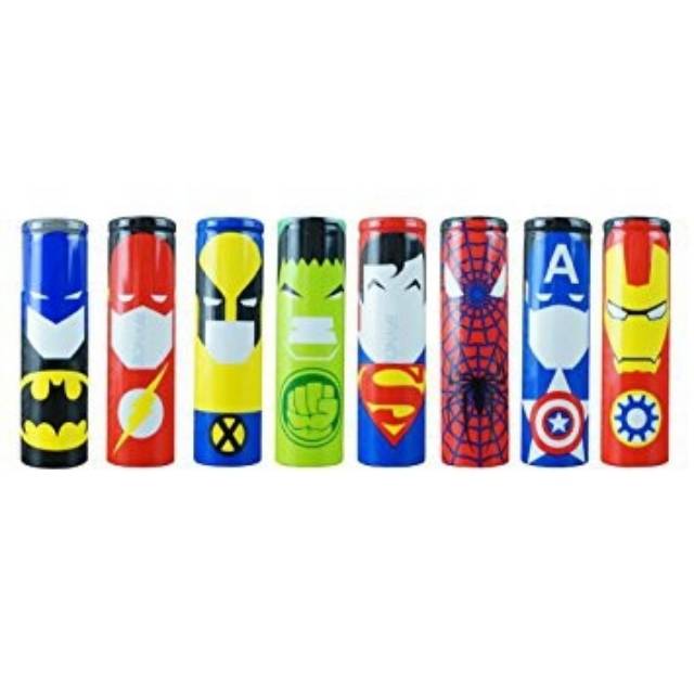 baterai warp PVC 18650 karakter superhero dan brand ternama | pelapis baterai 18650 unik