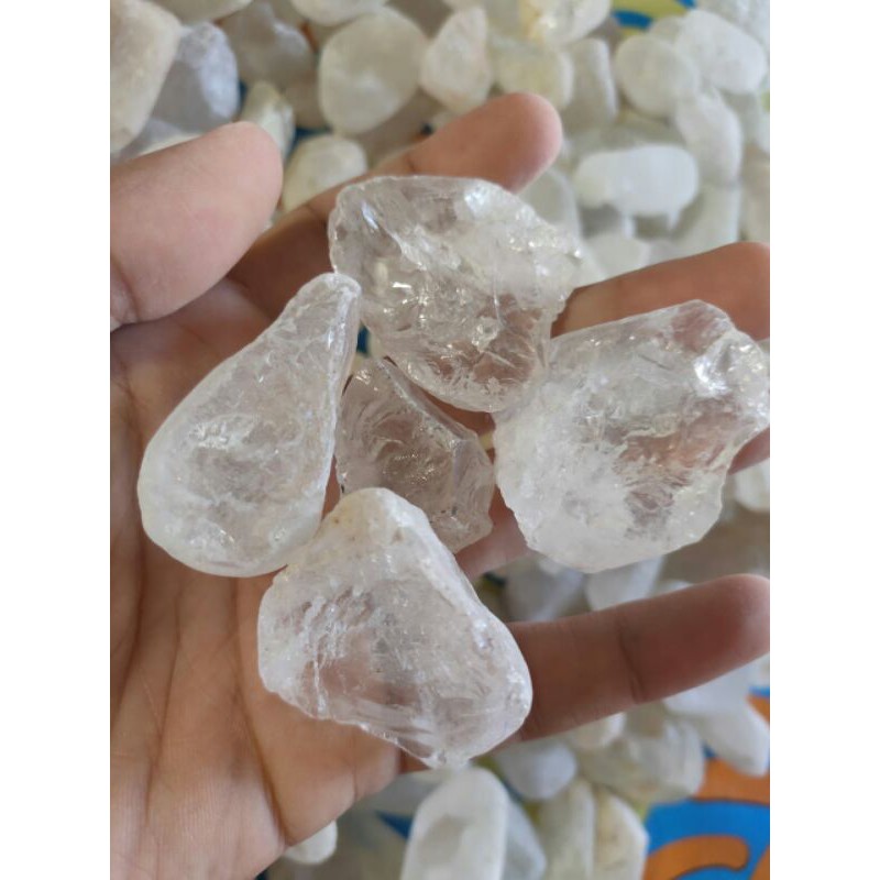 1/2 KG Batu Kecubung Air - Es / Ice Quartz / Kinyang ( Rough / Bahan Akik - bukan bacan berlian )