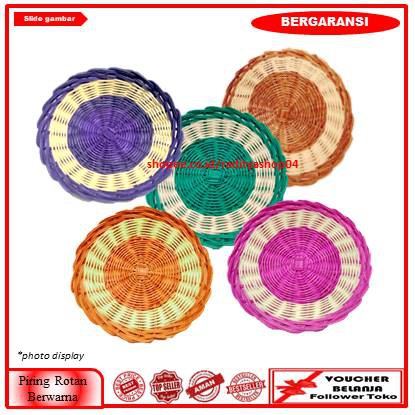 Piring Rotan Berwarna / RADITYA SHOP /  Piring Prasmanan Rajutan Rotan / Piring Hajatan Anyaman Rota