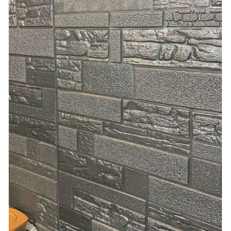 wallpaper foam premium permukaan timbul motif batu alam klasik