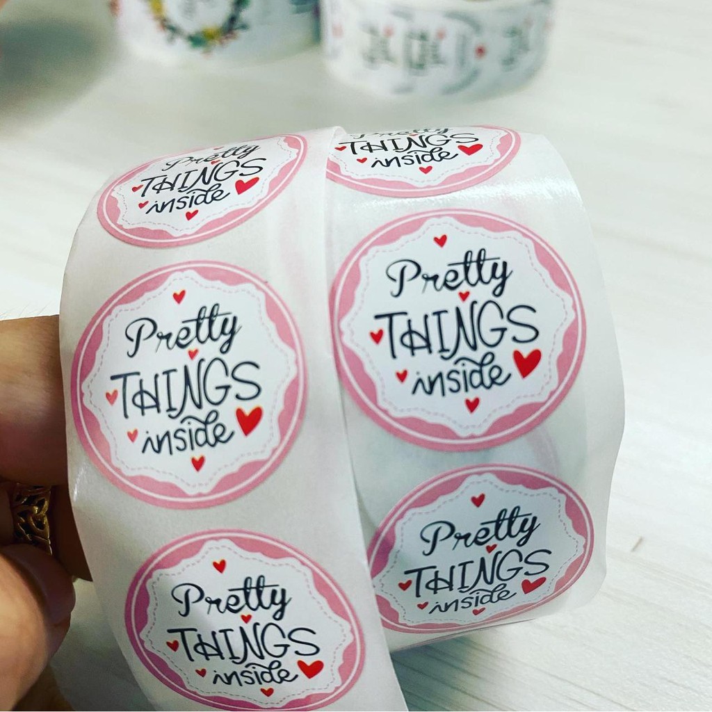 

Stiker Label Sticker Pink Pretty Things Inside segel Product Merchandise Gift Stickers Kado Present