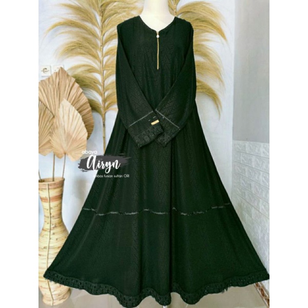(BISA COD) ABAYA AIRYN EMBOS FURSAN SULTAN HITAM TEMBORO