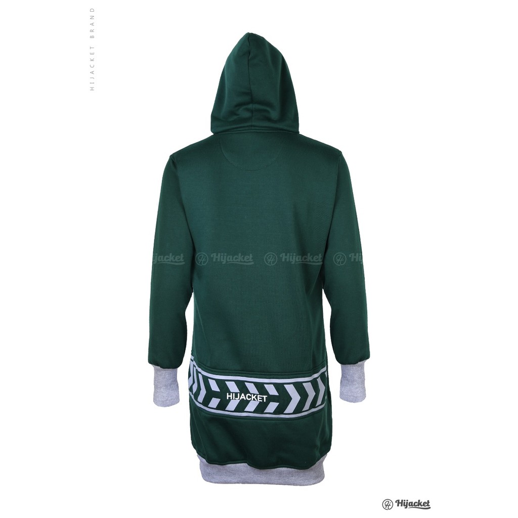 HIJACKET® YUKATA GREEN JAKET PARKA MUSLIMAH BAHAN TEBAL LEMBUT JAKET HIJABERS HIJAKET PARKA-3