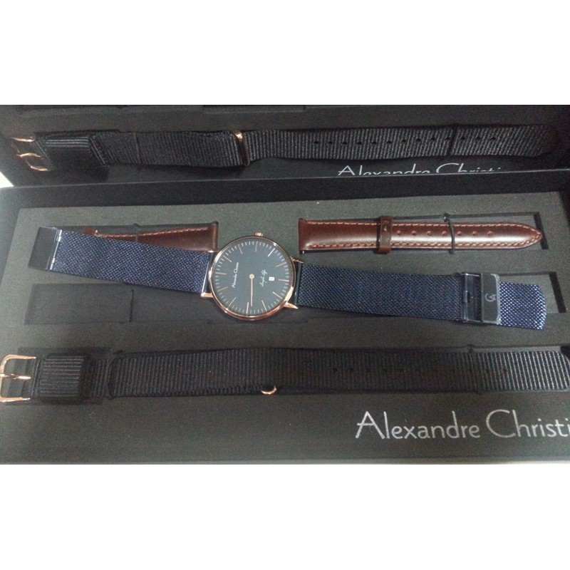 Alexandre Christie Ac8566 Rosegold Blue, Jam Tangan Couple, Original