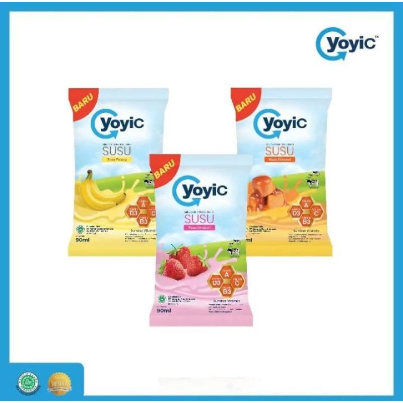 YoyiC Minuman Susu A-D-Calcium 90ml Strawberry/Pisang/Caramel