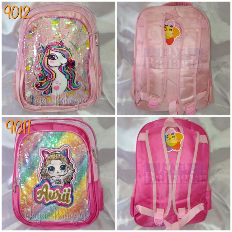 Ransel Sequin Manik Usap Import Lol Unicorn Tas Sekolah 16 Inch Anak Perempuan