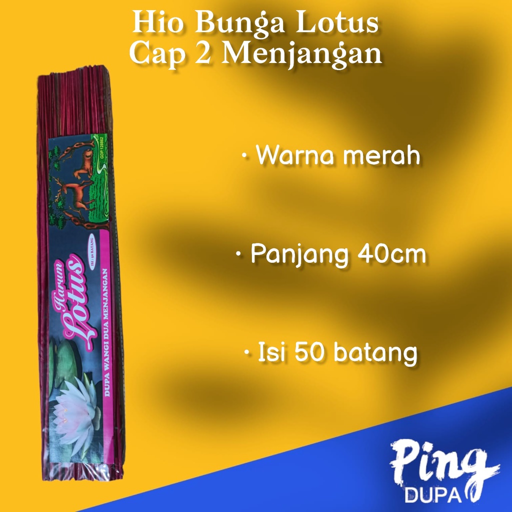 Dupa Lotus Cap 2 Menjangan Kualitas Celup Isi 50 Batang Hio