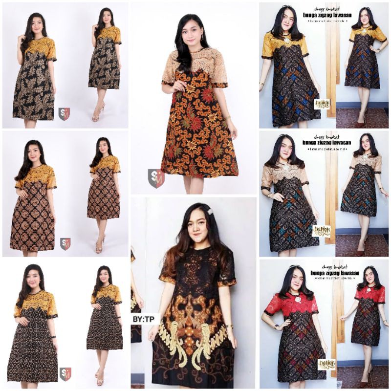 DRESS BATIK BROKAT NATAL ESEM SERAGAM NATAL