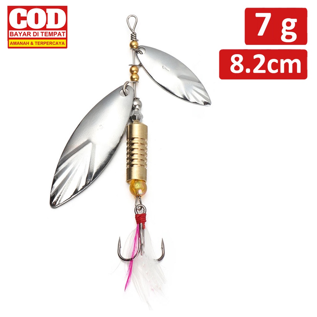TERBAIK SPOON SPINNER 7G DOUBLE BLADE UMPAN PANCING CASTING UNTUK HAMPALA BAWAL TOMAN GABUS