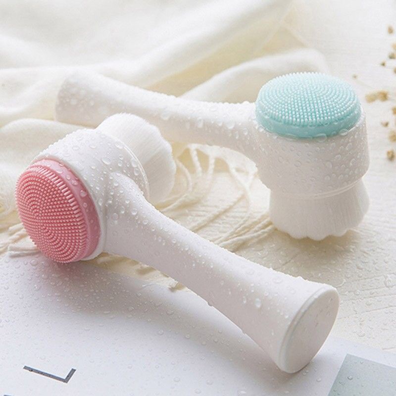 Alat Pembersih Muka Pori-Pori Dua Sisi Bahan Silikon / Brush Cuci Muka / Sikat Wajah/Alat Cuci Muka H155 Silikon Brush Pembersih Muka 3D Sikat Pijat 2 Sis