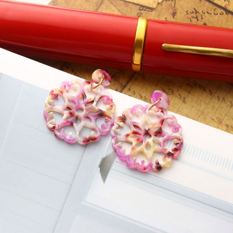 SIY  2018 Acetate Earrings Floral Chinese Style Hollow Geometric Women Jewelry Ethnic