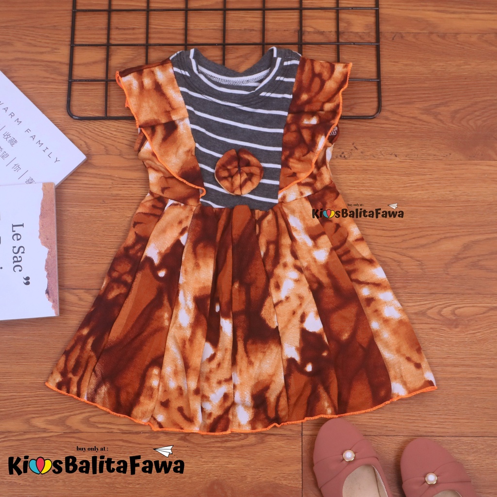 Dress Marion 6-18 Bulan / Dres Kensi Lengan Pendek Anak Perempuan Bayi Gaun Pesta Murah Import