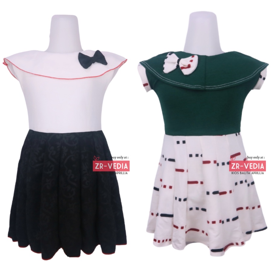 Dress Evelin uk 1-2 Tahun / Baju Anak Perempuan Atasan Model Dres Cewek Gaun Pesta Motif Polos Bunga