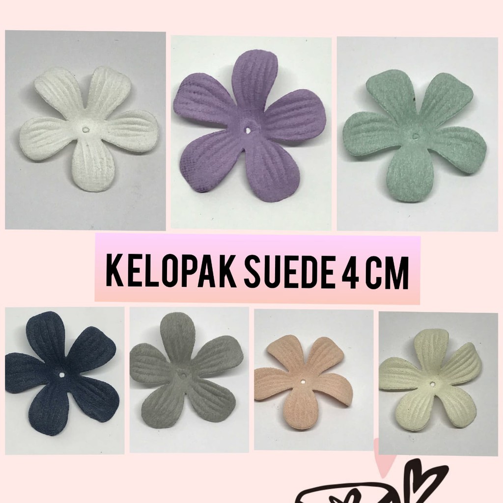 6 PCS - 4 CM |  APLIKASI BUNGA SUEDE | KELOPAK SUEDE