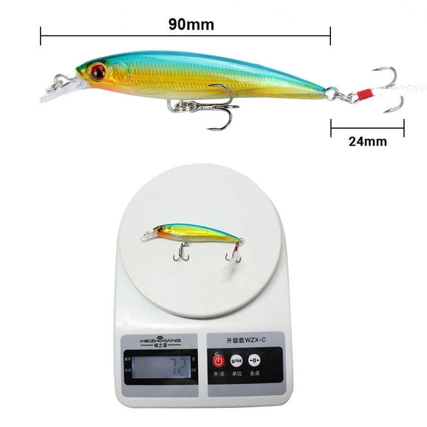 1Pcs Minnow Umpan Pancing Fishing Lure Hard Bait Bentuk Ikan Imitasi Panjang 9cm Berat 7.2g 10 Warna