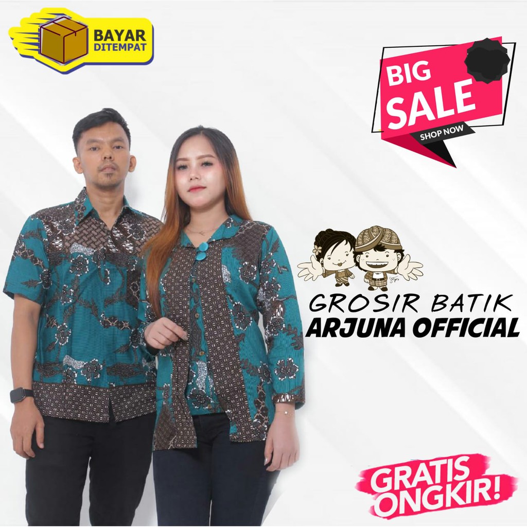 BATIK COUPLE ATASAN HEM PENDEK CEWEK LENGAN PANJANG