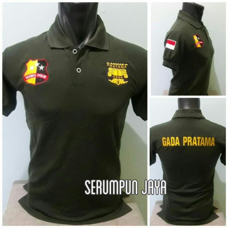 KAOS GADA PRATAMA HIJAU ARMY - KAOS KERAH GADA PRATAMA HIJAU ARMY FULL BORDIR