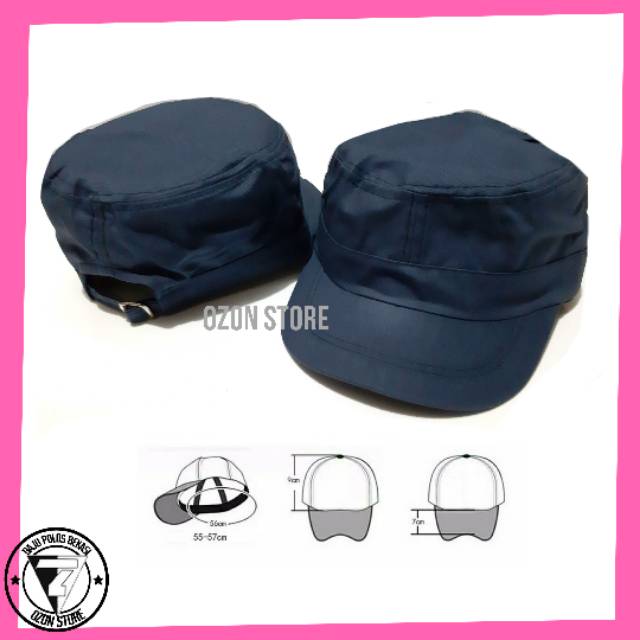 Topi Komando Polos Militer Army Murah Navy - Biru Dongker