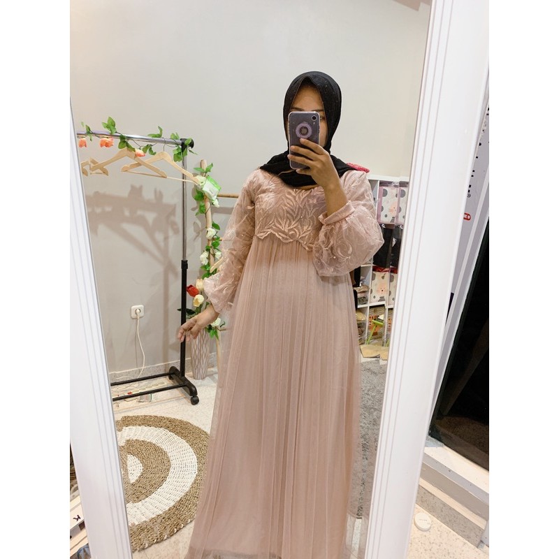 Gamis tile Lengan Balon Premium