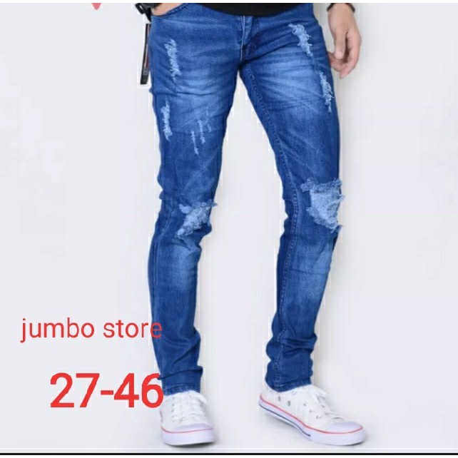 Celana jeans pria sobek / celana jeans sobek jumbo / celana jeans skinyy ukuran jumbo 28-44