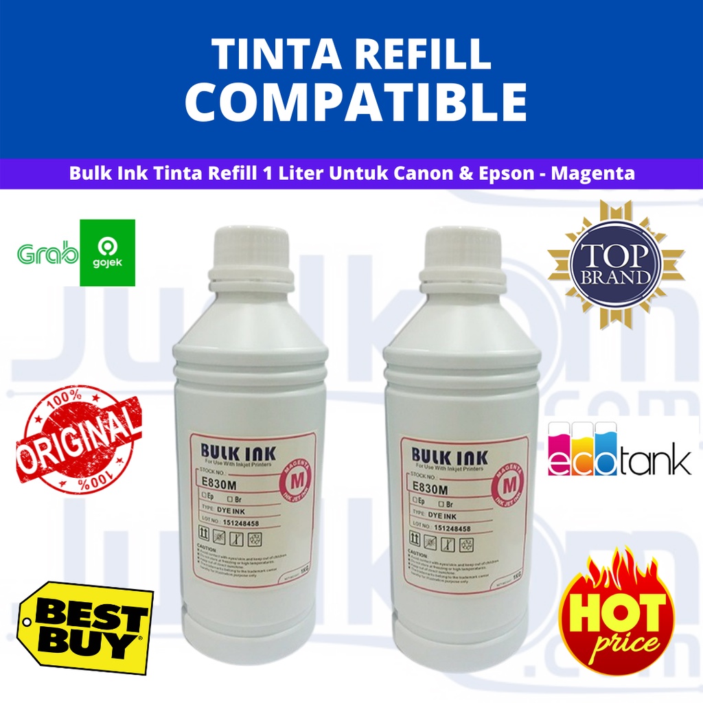 Bulk Ink Tinta Refill 1 Liter (Untuk Canon &amp; Epson) - Magenta