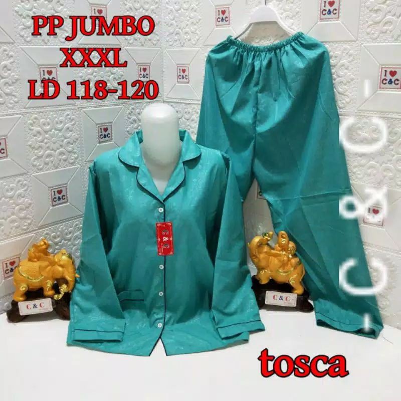 Piyama Lengan Panjang Polos  PP Jumbo Hembos LD 120cm-Tosca
