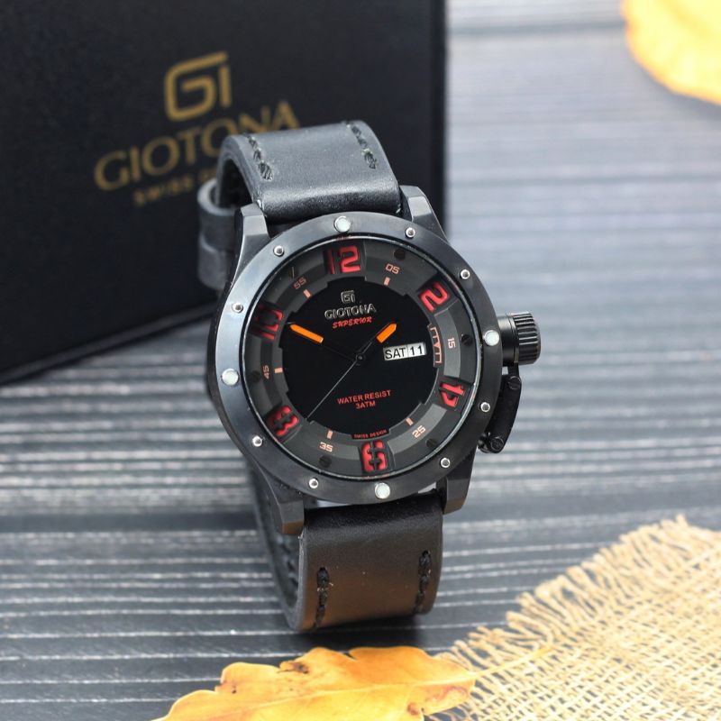 Jam Tangan Pria Giotona Original Tali Bahan Kulit